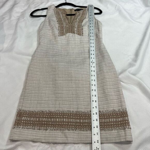 WHBM Neutral Tan Beige Tweed Shift Dress‎ - Picture 4 of 8